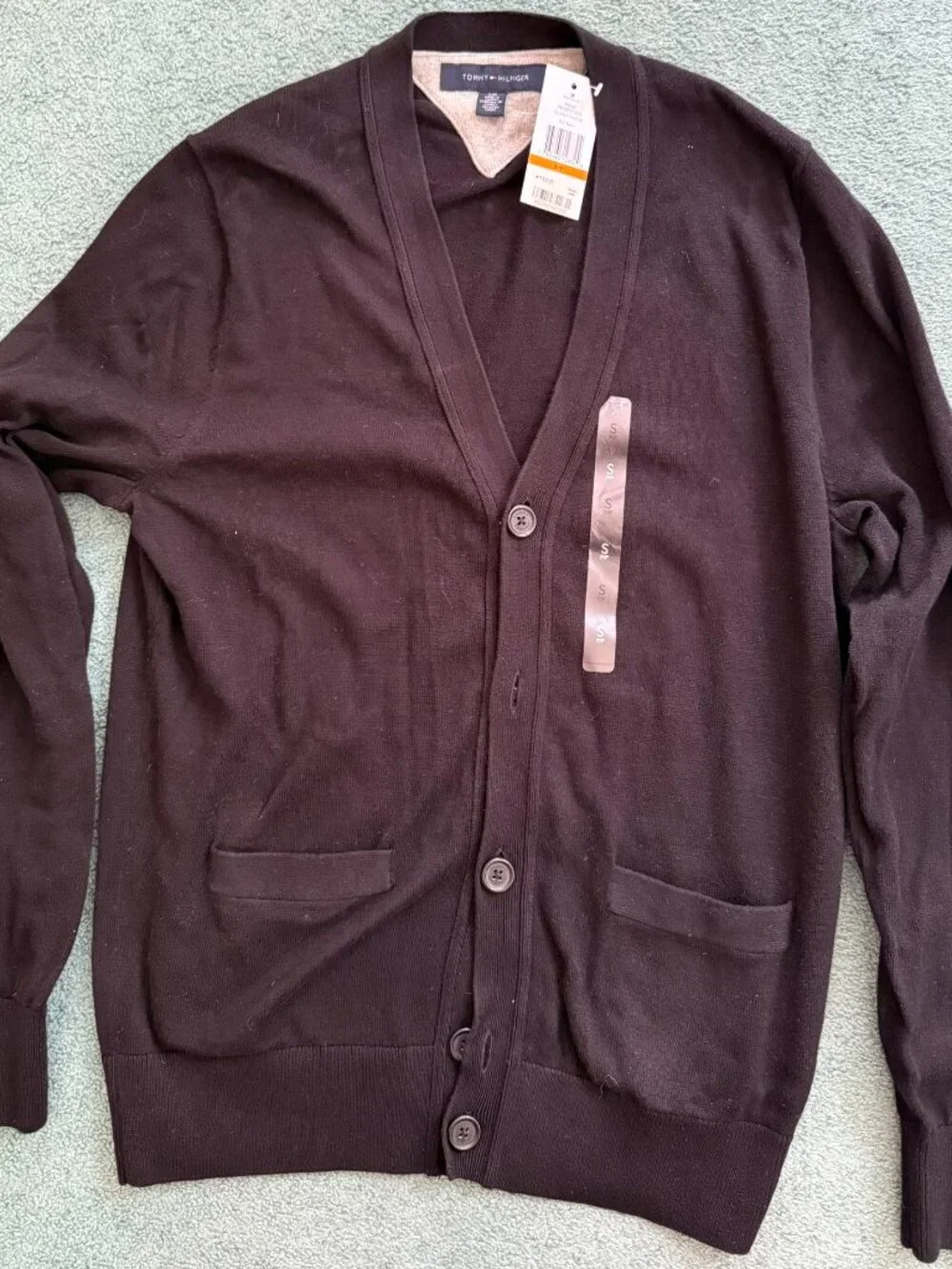 Tommy Hilfiger Cardigan Sweater Mens Black Cotton